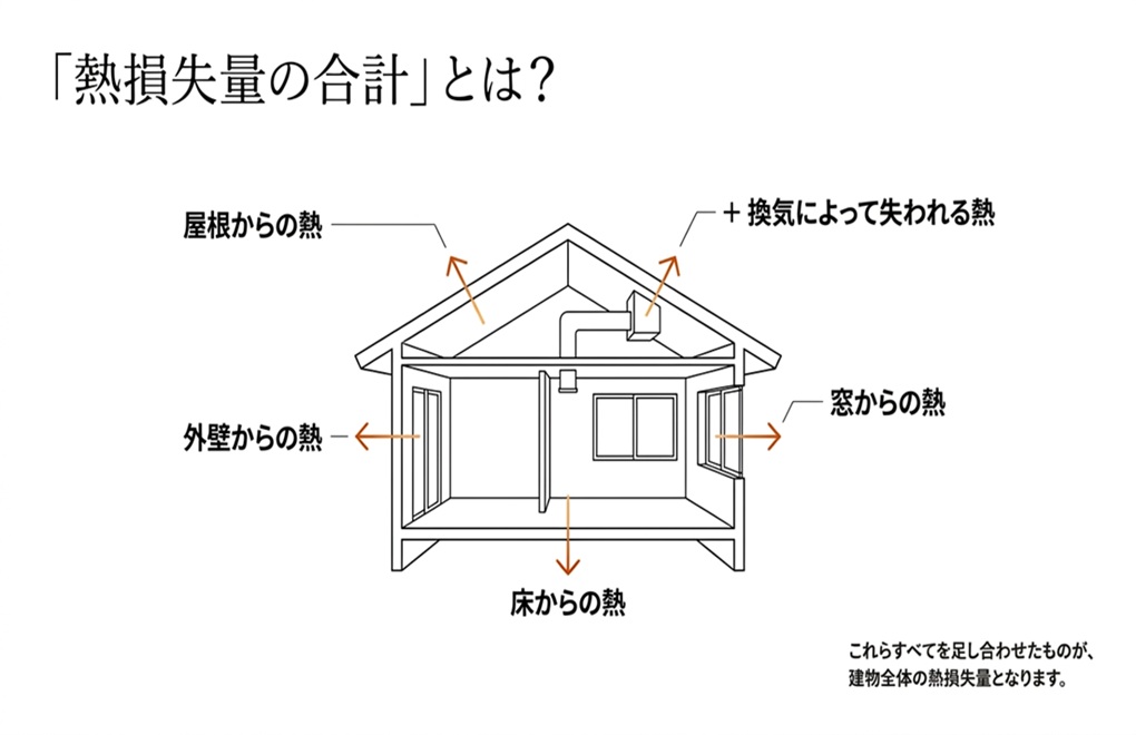 「建物全体の熱損失量の合計」とは