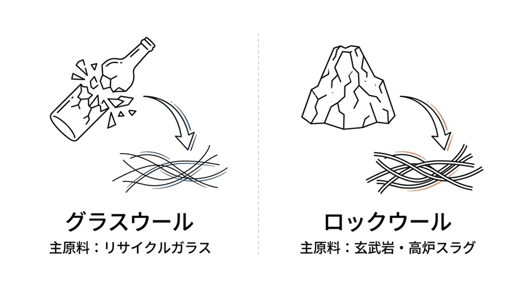 グラスウールとは？ロックウールとは？